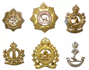 INSIGNIAS DE GORRA MILITAR BRITÁNICA, seis insignias de gorra de regimiento del ejército real canadiense - Imagen 1 de 8