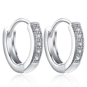 Sterling Silver Earrings Huggie Hoop 925 Women Jewelry Dangle S Crystal Wedding
