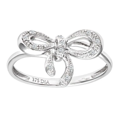 9ct White Gold 0.05ct Diamond Bow Ring By Naava - Image 1 of 4