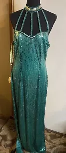 NADINE Damen Vintage Hand Perlen Pailletten Käfig Rücken Abendkleid Größe Medium - Bild 1 von 15