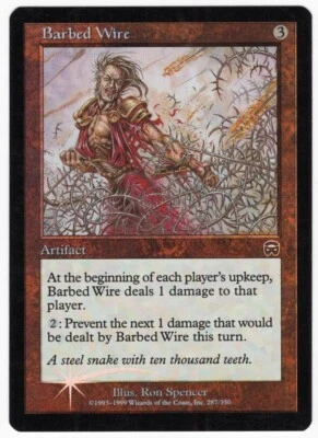 Barbed Wire 1999 Mercadian Masques FOIL Colorless Artifact MTG MP (crease) AZ4 - Image 1 of 2