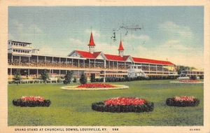 Postcard KY: Grand Stand, Churchill Downs, Louisville, Kentucky, Linen 1941 - Picture 1 of 2