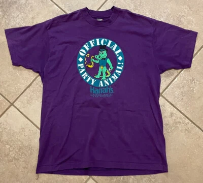 Vintage Single Stitch T-shirt Official Party Animal Harrahs Las Vegas Purple XXL - Image 1 of 4