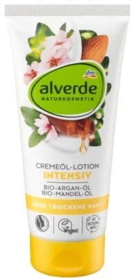 alverde COSMÉTICA NATURAL Loción Corporal Aceite Crema con Aceite de Argán Ecológico y Almendra Ecológica, 200 ml Foto 1 de 4