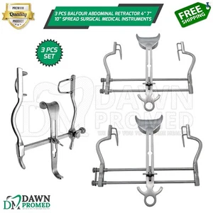 3 Pcs Balfour Abdominal Retractor 4" 7” 10" Medical Instruments German Grade - Picture 1 of 8