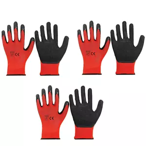 3 Pairs Nitrile Rubber Palm Coated Work Gloves Polyurethane Nylon Shell - Size 9 - Picture 1 of 4
