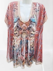 Unity World Wear Women T-Shirt Top Plus Sz 2X Short Sleeve Dolman Sleeve V-Neck - Picture 1 of 11