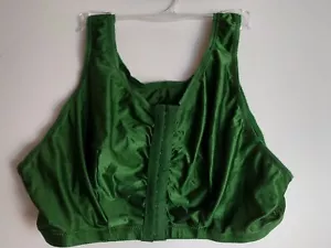 LEADING LADY SLEEPING BRA SIZE 48C /D SATIN GREEN FRONT CLOSE FITTED WIRELESS... - Picture 1 of 10