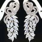 Gorgeous White Sapphire CZ Engagement Women Silver Earrings 