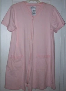 CYPRESS Women Medium Robe Soft Cotton Short Sleeve Zip -Up Pockets Waffle Weave - Picture 1 of 9