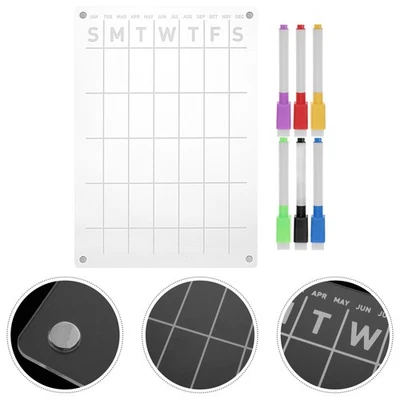  Magnetic Note Board Weekly Plan Clear for Fridge Transparent Calendar - Image 1 of 4