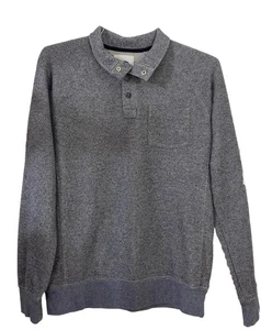 Men’s Old Navy Long Sleeve Sweater Collared Snaps Blue Gray EUC Medium - Picture 1 of 9