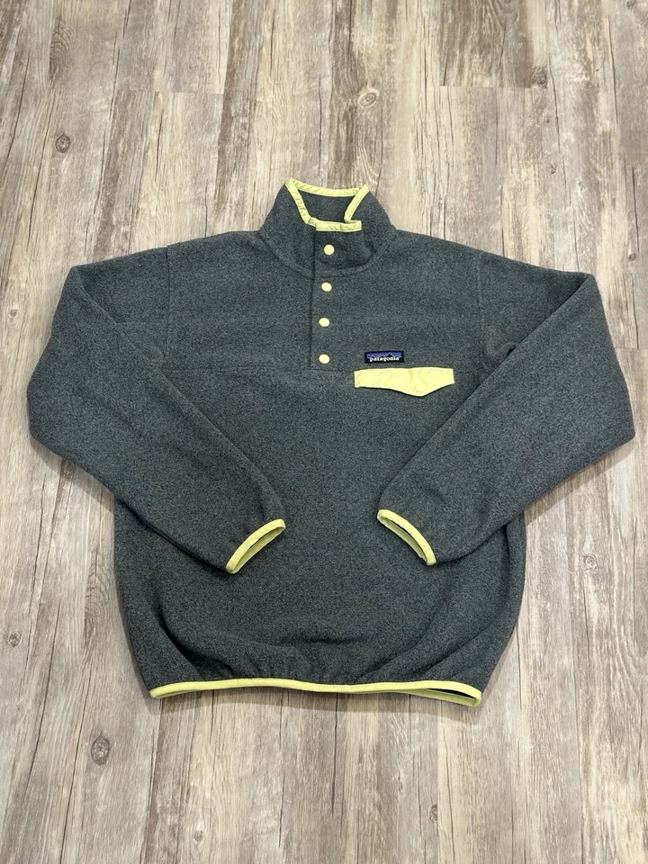 Pullover polar Patagonia Synchilla Snap-T gris amarillo neón para mujer talla XS Foto 1 de 4