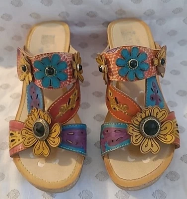 L'Artiste By Spring Step Multi Color Cork Wedge Sandals Womens Size Eur 36 - Image 1 of 4