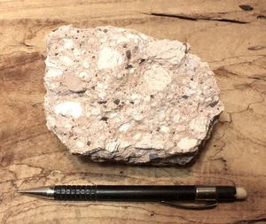 tuff breccia - welded volcanic ash with angular clasts - hand/display specimen - Picture 1 of 8