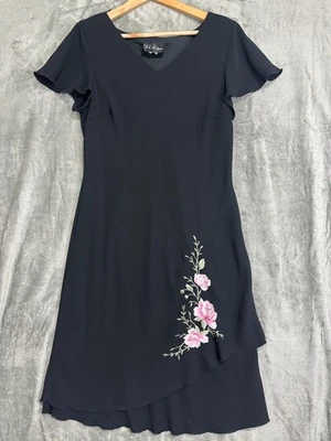 Vestido SL Fashions Midi Negro Talla 16 Floral De Colección Años 90 Y2K Capricho Boda Fiesta Foto 1 de 4