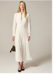J.CREW Drapey Pleated Shirtdress Plus Size 20 Ivory NEW Modern Career Work CH143 - Picture 1 of 16