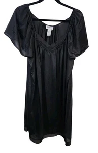Camisón Vanity Fair De Colección Negro Sedoso Con Mangas Fluttery Talla Para Mujer 1X - Imagen 1 de 7