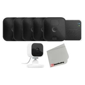 5 Camera Kit Blink Outdoor Wireless Security Camera with Mini Indoor Cam Bundle - Picture 1 of 4