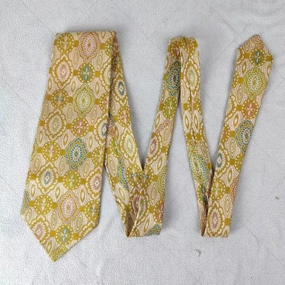 Vintage Brioni Neck Tie Mens Silk Yellow Paisley Retro Print Preppy - Image 1 of 4