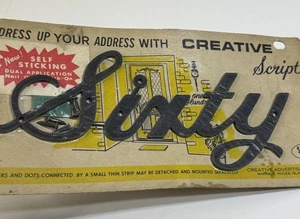 Vintage Mid Century Script House Address Numbers Spell Out Sixty 60 - Picture 1 of 2