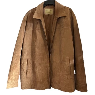 BostonHarborOutdoorUsed Men’sBrownSuedeJacketSizeXXLNeedsCleaning & ZipperAdj. - Image 1 of 4