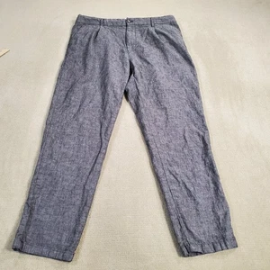 Old Navy Pants Mens Large Blue Linen Blend Loose Taper Lightweight Drawstring - Picture 1 of 11
