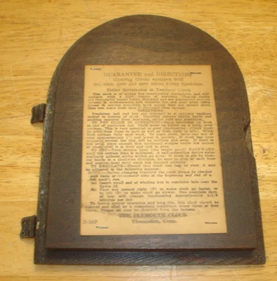 Vintage / Antique Plymouth Tambour Mantel Clock Movement Access Door - Image 1 of 4