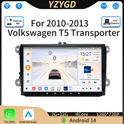 For 2010-2013 Volkswagen T5 Transporter Android14 Car Stereo Radio Carplay GPS - Image 1 of 4