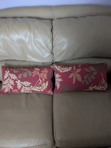 Bossima Burgundy Floral Lumbar Pillows 2 Outdoors Decorative Cushions Read Desc - Picture 1 of 11