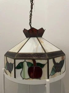 Large Art Deco Ceiling Pendant Light Tiffany Vibe Stained Glass Vintage - Picture 1 of 13