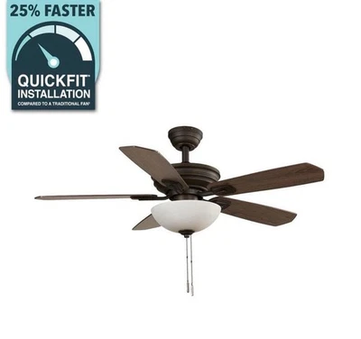 Hampton Bay 44 in. LED Bronze Downrod Ceiling Fan w/ Remote & Reversible Blades - Image 1 of 4