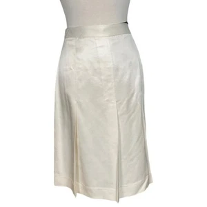 Vintage Banana Republic Silk Pleated Midi Skirt Side Zip Size 6 Ivory Elegant - Picture 1 of 10
