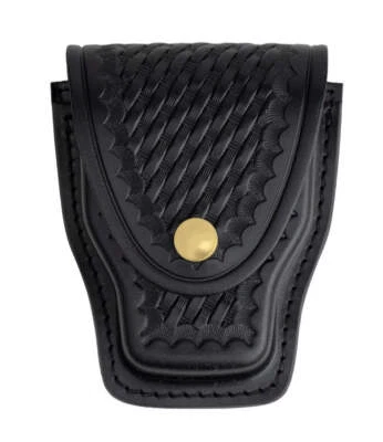 Ryno Gear Leather Basket Weave Handcuff Holder with Brass Snap