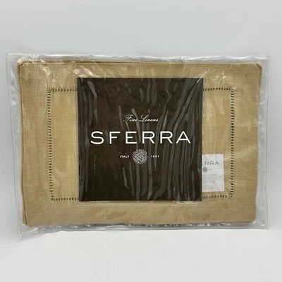 SFERRA 902 FESTIVAL CocktailNapkins Linen 6"x9" Set/4 New in Package ALMOND - Image 1 of 4