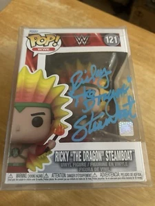 WWE firmato Ricky The Dragon Steamboat Funko Pop 121 firmato con scritta - Foto 1 di 6