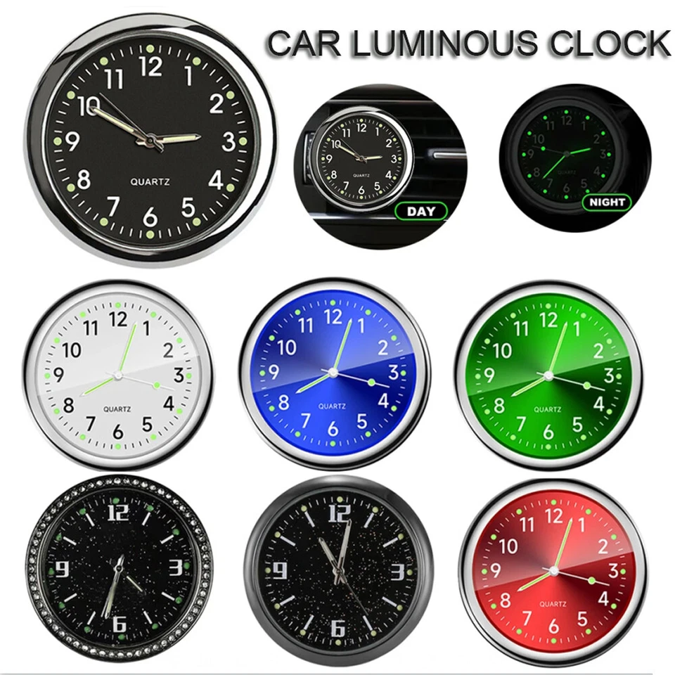 Pocket Mini Luminous Quartz Analog Watches Stick-On Clock For Car Home Boat - Image 1 of 4