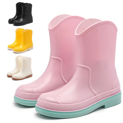 Botas de lluvia cortas para mujer impermeables zapatos de jardín forradas de piel Chelsea botas de lluvia Foto 1 de 4