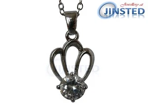 Stilvolle atemberaubende silberne Halskette mit Feder und Edelstein Anhänger Schmuck WN037 - Bild 1 von 3