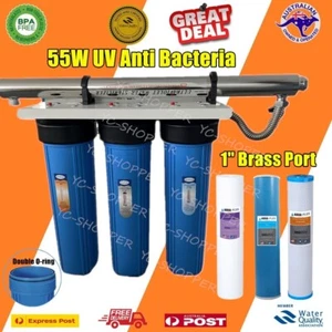 Whole House Big Blue Water Filter System 20" x 4.5" + 55W Anti Bacteria UV - Picture 1 of 5