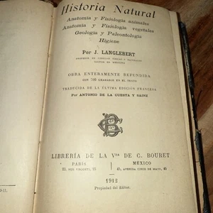 ANTIQUE NATURAL HISTORY BOOK HISTORIA NATURAL BY J. Langlebert 1912 - Picture 1 of 14