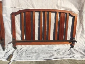 ANTIQUE MAHOGANY AND IRON DOUBLE BED FRAME - Picture 1 of 13