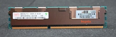 二手海力士 8GB 服务器 RAM 2Rx4 | 惠普 500205-071 | HMT31GR7BFR4C-H9 | PC3-10600R — 第 1/2 张图片