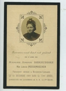 France Bourbourg Leonie Meesemaecker Dereuddre Image Mortuaire 1909 avec photo - Imagen 1 de 3