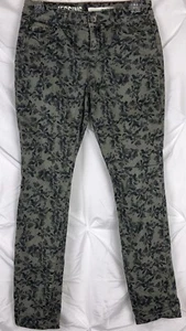 Pantalones de mezclilla para mujer DKNY talla 02 ajustados estampado floral desteñido verde elástico - Imagen 1 de 9