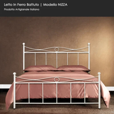 Letto 120x190 Una Piazza e Mezza in Ferro battuto Produzione Artigianale NIZZA - Immagine 1 di 3