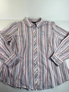 TOMMY HILFIGER Women’s L/S Striped Button Down Embroidered Logo Sz 16 44”c EUC! - Picture 1 of 9