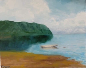 Original landscape oil painting, new, signed, Hawaii, seascape, beach - Picture 1 of 1