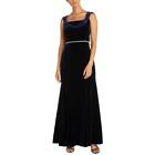 R&M Richards Womens Navy Velvet Embellished Evening Dress Gown 12 BHFO 9860