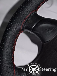 Para Fiat ¡Bravo I 95-01 Cuero Perforado Cubierta Volante Rojo Doble Pegatina - Imagen 1 de 5